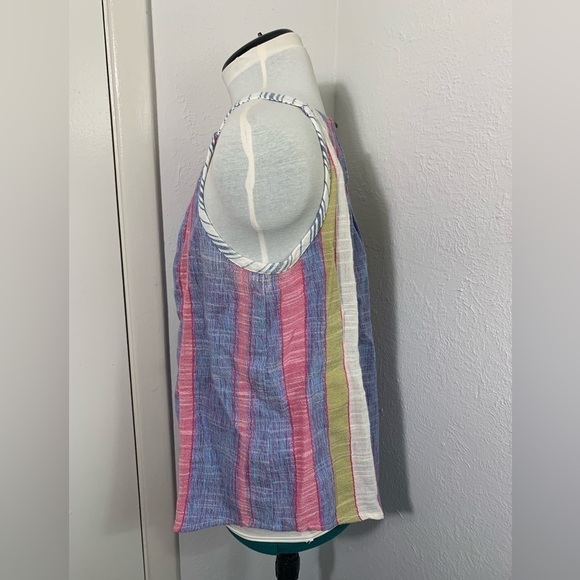 Anthropologie cotton blend multi-color striped sleeveless tank top blouse S - Picture 3 of 7